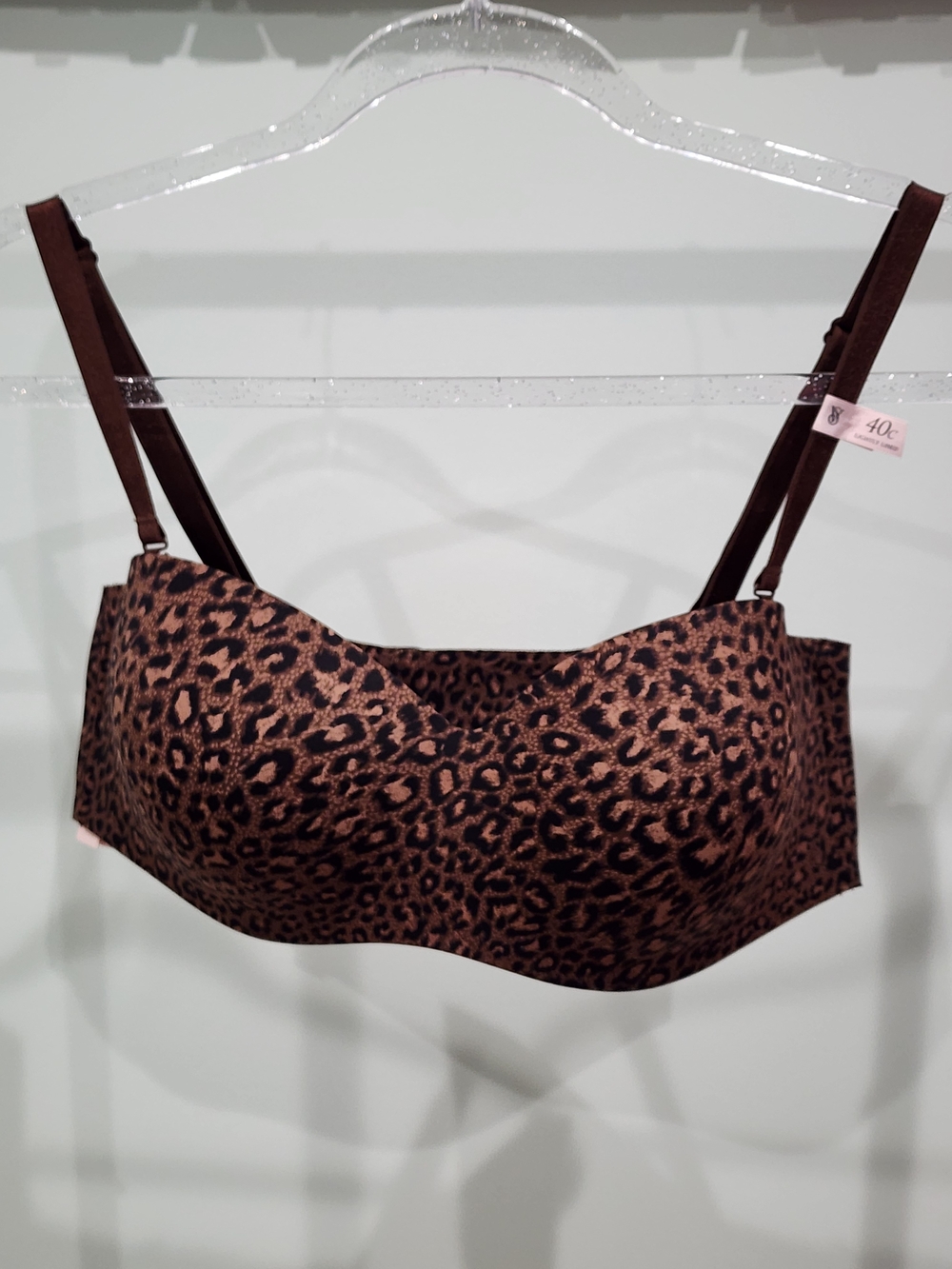 NWT Victoria’s Secret Leopard Print Lightly Lined Strapless Bra 40C Brown Tan